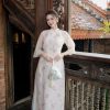 Áo dài 4 tà tay lỡ đính kim sa AD183