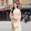 Áo dài AD258 cách tân 4 tà dài ngắn phối ngọc đính