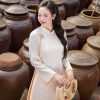 Áo dài AD281 - QD051 cách tân phối tà rộng Dài tay Lụa gấm giai ý