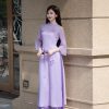 Áo dài cách tân 4 tà phối hoa nổi AD182