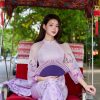 Áo dài cách tân tà ngắn phối hồ điệp 3D AD188
