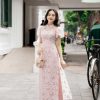 Áo dài cách tân tà ngắn phối tay phồng AD140