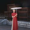 Áo dài cách tân tay cộc đính ngọc AD217
