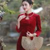 Áo dài cách tân tay phồng cổ 3 phân AD238 (LẺ ÁO)