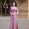 Áo dài dáng suông tay lỡ phối cổ tròn AD198