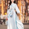 Áo dài tay lỡ cổ 3 phân phối họa tiết thêu AD228